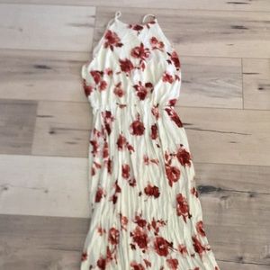White lush dress with red flowers